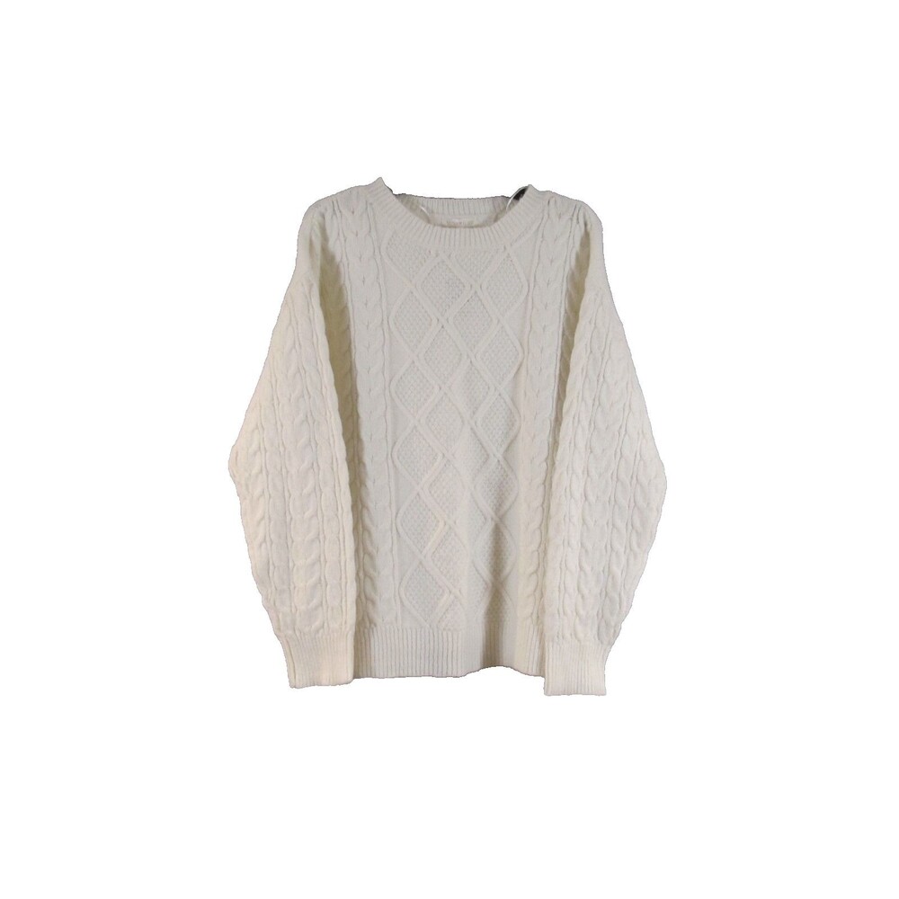 Ultra Flirt Cable Knit Sweater Womens Large NWT Cream White Cableknit Pullover